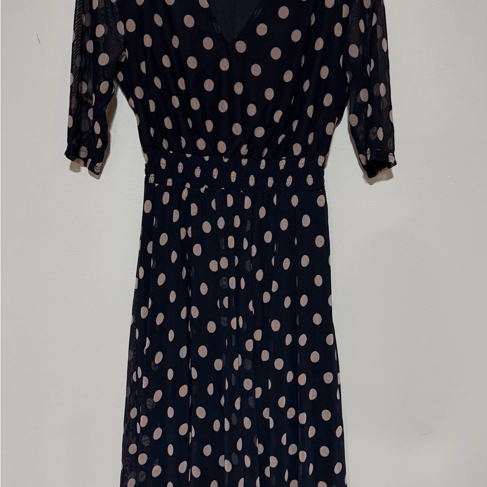 Elegant Long Sleeve Polka Dot Dress